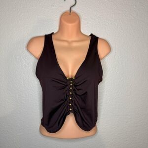 H-m Women's Brown and Black Crop-top